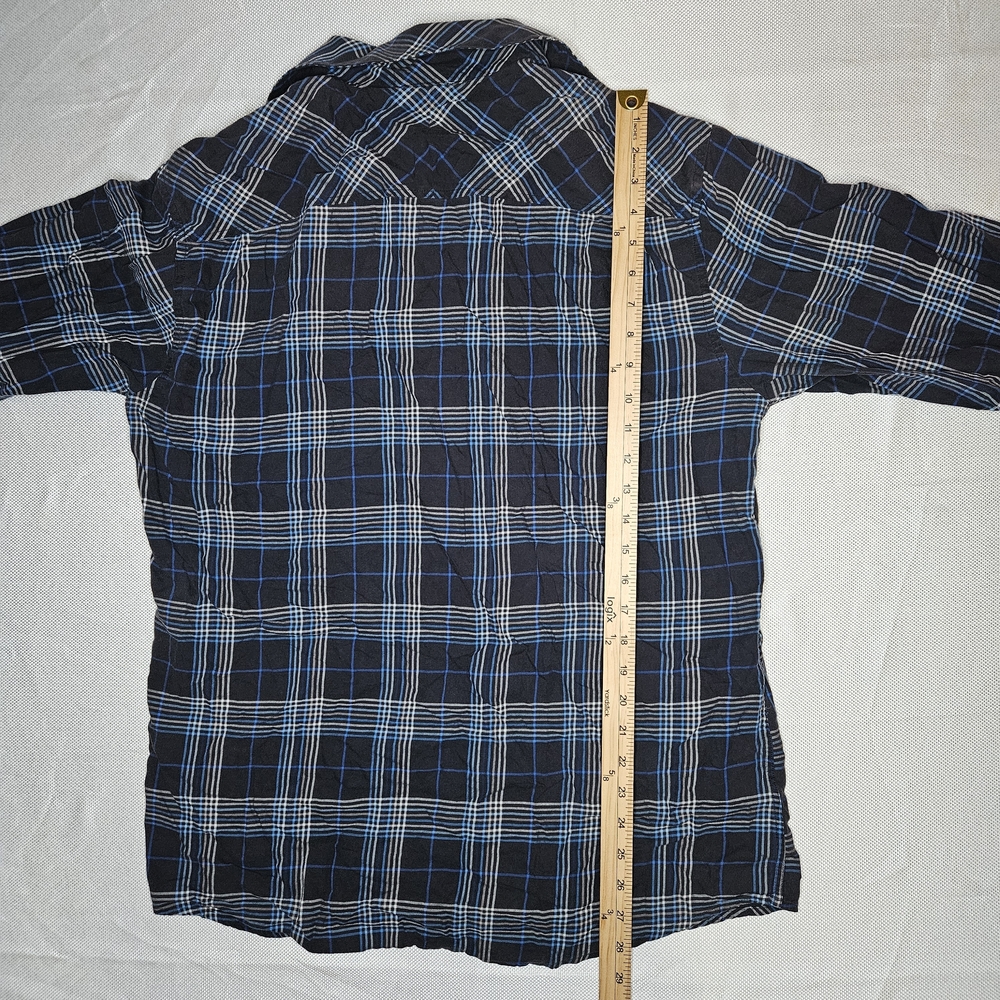 Unionbay Twin Palm Vintage‎ Mens Navy Blue Plaid Long Sleeve Button Down Shirt L - Picture 3 of 4